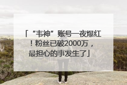 “韦神”账号一夜爆红！粉丝已破2000万，最担心的事发生了