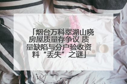 烟台万科翠湖山晓房屋质量存争议 质量缺陷与分户验收资料“丢失”之谜