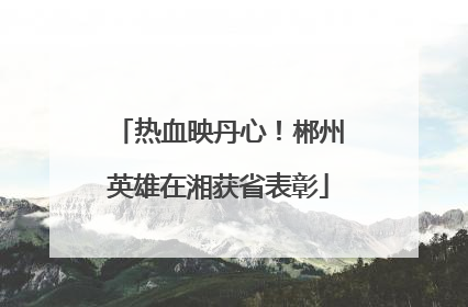 热血映丹心！郴州英雄在湘获省表彰