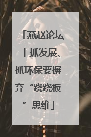 燕赵论坛丨抓发展、抓环保要摒弃“跷跷板”思维