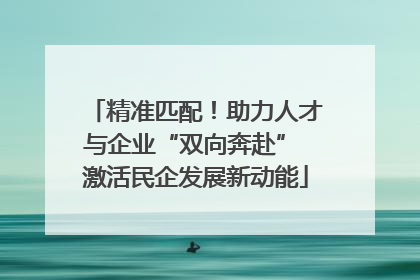 精准匹配！助力人才与企业“双向奔赴” 激活民企发展新动能