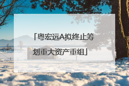 粤宏远A拟终止筹划重大资产重组