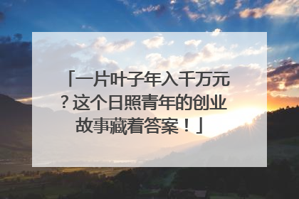 一片叶子年入千万元？这个日照青年的创业故事藏着答案！