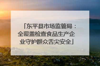 东平县市场监管局：全覆盖检查食品生产企业守护群众舌尖安全