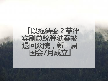 以拖待变？菲律宾副总统弹劾案被退回众院，新一届国会7月成立