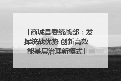 商城县委统战部：发挥统战优势 创新高效能基层治理新模式