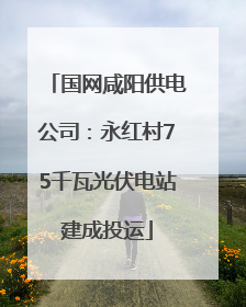 国网咸阳供电公司：永红村75千瓦光伏电站建成投运