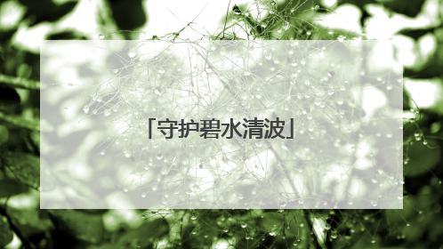 守护碧水清波