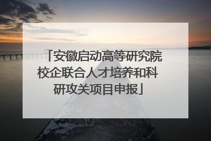 安徽启动高等研究院校企联合人才培养和科研攻关项目申报