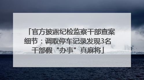 官方披露纪检监察干部查案细节：调取停车记录发现3名干部假“办事”真麻将