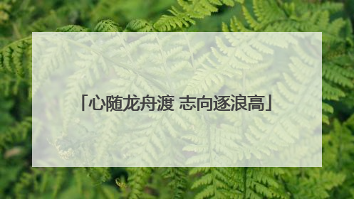 心随龙舟渡 志向逐浪高