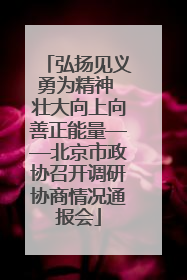弘扬见义勇为精神 壮大向上向善正能量——北京市政协召开调研协商情况通报会