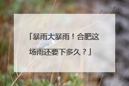 暴雨大暴雨！合肥这场雨还要下多久？