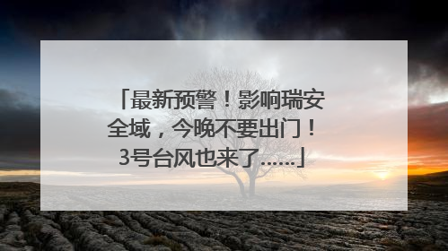 最新预警！影响瑞安全域，今晚不要出门！3号台风也来了……