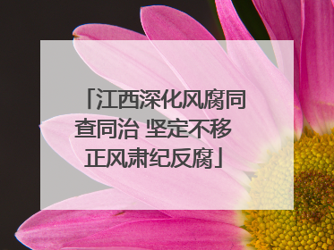 江西深化风腐同查同治 坚定不移正风肃纪反腐