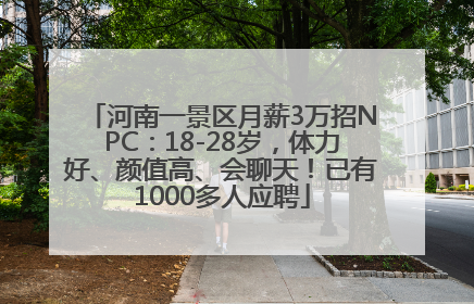 河南一景区月薪3万招NPC：18-28岁，体力好、颜值高、会聊天！已有1000多人应聘