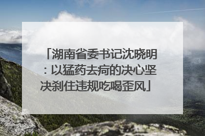 湖南省委书记沈晓明：以猛药去疴的决心坚决刹住违规吃喝歪风
