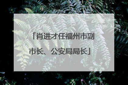 肖进才任福州市副市长、公安局局长