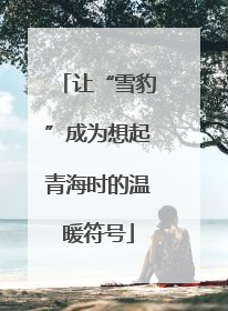 让“雪豹”成为想起青海时的温暖符号