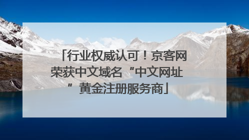 行业权威认可！京客网荣获中文域名“中文网址”黄金注册服务商