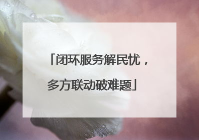 闭环服务解民忧，多方联动破难题