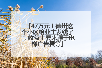 47万元！德州这个小区给业主发钱了，收益主要来源于电梯广告费等
